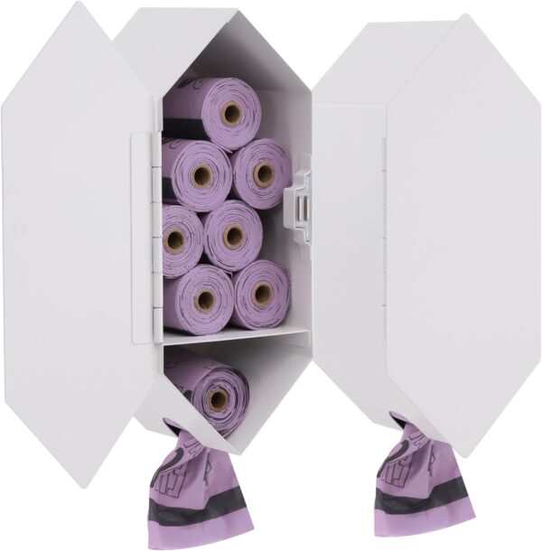 71RNb8KCkML._AC_SL1500 Dog Poop Bag Dispenser with 8 Poop Bag Rolls, Stainless-Steel Dog Bag Holder with Magnetic Door Closure, Indoor and Outdoor Poop Bag Dispenser, Holds 8-9 Rolls, 7.75″ x 3.25″, Black