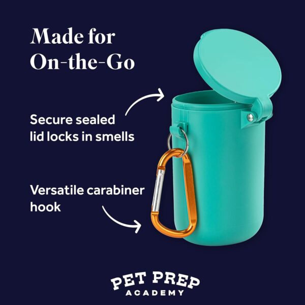 [2-Pack] Pet Prep Academy – Dog Doo Dumpster – Dog Poop Holder for Leash – Used Poop Bag Holder for Hiking, Camping, and Walks – Locks in Foul Odors – Handy Carabiner Clip