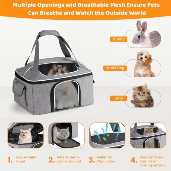 Cat Carrier Soft for 2 Kitten Cats 16x12x11 inches Small Pet Dog Carrier Pet Carrier Airline Approved, Foldable Traval Cat Carrying Bag Under 20lbs