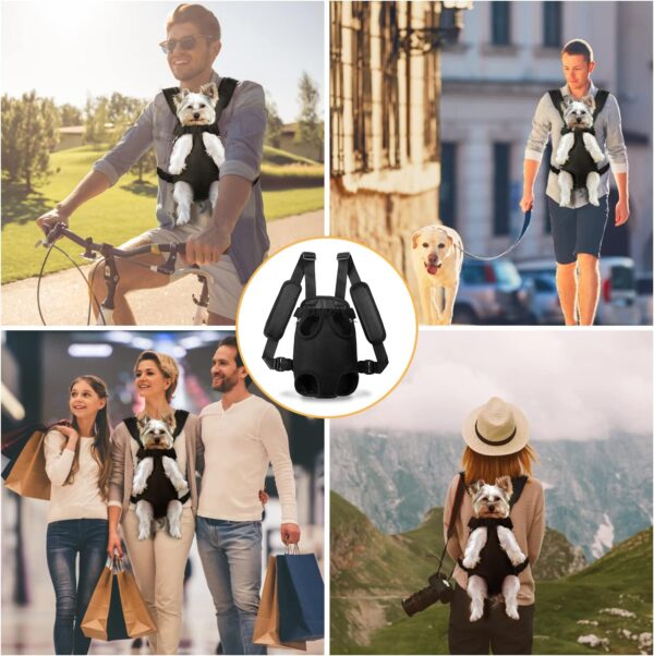 71U1Iz5WaUL._AC_SL1500 Pet Dog Carrier Backpack Adjustable Dog Front Carrier, Legs Out Easy-Fit Dog Travel Backpack Carrier for Hiking Camping for Small Medium Dogs Cats and Rabbits (Medium (Pack of 1), A-Black)