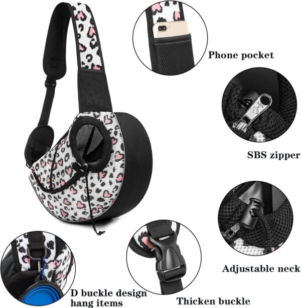 Pet Dog Sling Carrier Breathable Mesh Sling Bag Safe Hands Free Adjustable Dog Satchel for Small Dogs Cats to Outdoor Travel