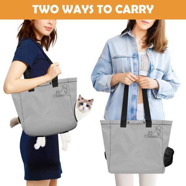 Carrying Bag for Cats Portable Pet Soft Side Tote Bag Foldable Travel Pet Shoulder Bag Adjustable Hole Pet Carrying Bag Sturdy Lightweight Wearable Solid Color Pet Shopping Bag