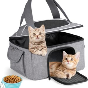 Cat Carrier Soft for 2 Kitten Cats 16x12x11 inches Small Pet Dog Carrier Pet Carrier Airline Approved, Foldable Traval Cat Carrying Bag Under 20lbs