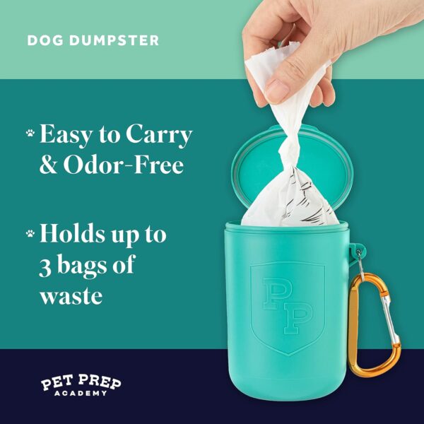 [2-Pack] Pet Prep Academy – Dog Doo Dumpster – Dog Poop Holder for Leash – Used Poop Bag Holder for Hiking, Camping, and Walks – Locks in Foul Odors – Handy Carabiner Clip