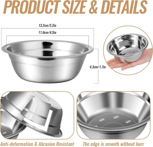 71ZaIJsjAgL._AC_SL1500 Nuanchu 15 Pcs Pets Bowl Bulk Stainless Steel Dog and Cat Bowls Metal Small Puppy Raised Food and Water Dish for Cage(15 oz)