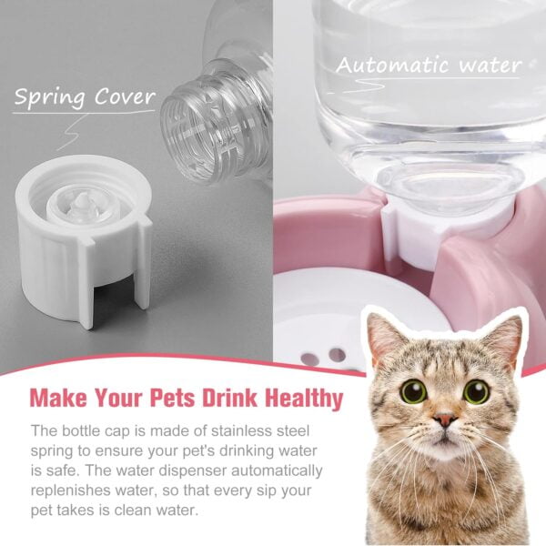 71ZlVXhz2VL._AC_SL1500 Dog Bowls, Cat Food and Water Bowl Set with Water Dispenser and Stainless Steel Bowl for Cats and Small Dogs – Pink