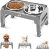 71aH_Mk7j4L._AC_SL1500 Elevated Dog Bowls, 4 Height Adjustable Raised Dog Bowl Stand with 2 Thick 50oz Stainless Steel Dog Food Bowls Non-Slip Dog Feeder for Large Medium Dogs Adjusts to 3.7″, 9.2″, 10.75″, 12.36″ Black