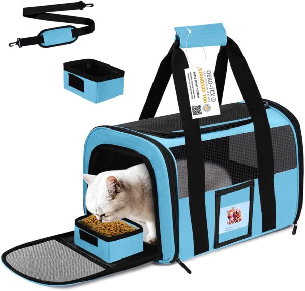 71f1dZQGywL._AC_SL1500 Pet Carrier Airline/TSA Approved Small Dogs, Kitten, Carriers for Small Medium Cats Under 15lb, Collapsible Soft Sided Cat Travel Carrier-Grey