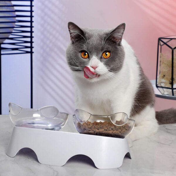MILIFUN Cat Food Bowls Elevated Tilted, Anti Vomiting Orthopedic Kitty Bowls for Puppy and Bunny, Indoor Cats.