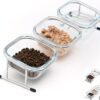 71hBF6akrlL._AC_SL1500 Elevated Cat Bowls, 15° Tilted Glass Raised Cat Food Bowl with Stainless Steel Stand, 2 Large Capacity Glass Cat Bowls and 4 Anti Slip Feet, Suitable for Cats and Little Dogs