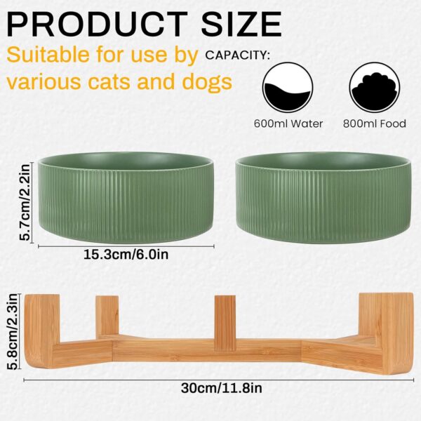 71hauttNutL._AC_SL1500 Ptlom Ceramic Pet Bowls for Dog and Cat, No Spill Dog Food and Water Bowl Set with Anti-Slip Wooden Stand, Riased Puppy Feeding Dishes Suitable for Small, Medium and Large Cats Dogs, Green 28 OZ
