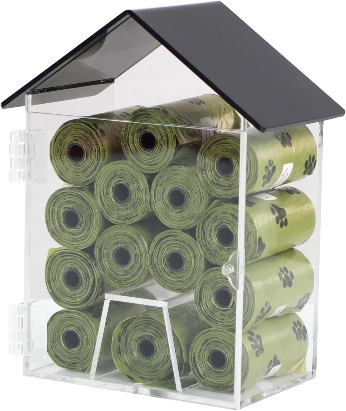 71iTsY0yFJL._AC_SL1500 Dog Poop Bag Dispenser, Wall Mount Waterproof Outdoor or Indoor Cat Bag Dispenser Holder, Clear Acrylic Pet Waste Bag Storage Container Station for Home, Yard, Porch, Lawn, Fence (Frame House)
