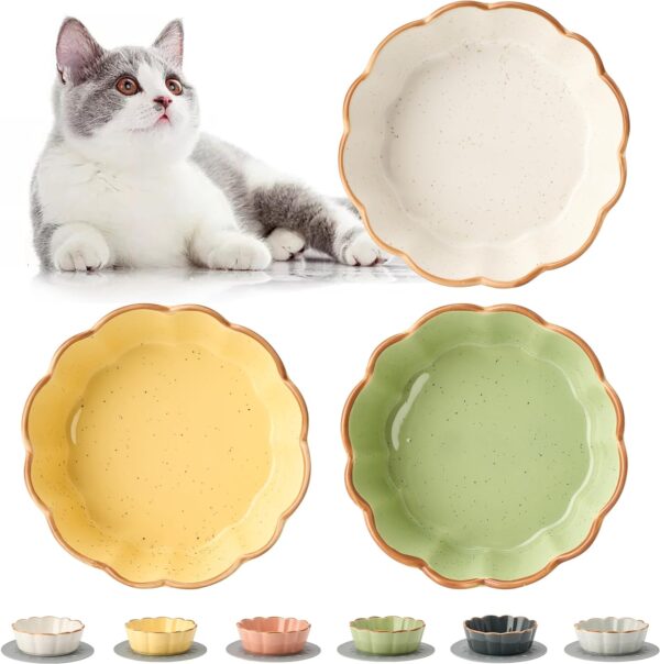 71ljRFc-2NL._AC_SL1500 SIDUCAL Cat Bowls – 3 Pieces Cat Food Bowl Cat Dishes with Silicone Non-Slip Mats, 5 Inches Cat Bowls for Indoor Cats, Ceramic Cat Food and Water Bowl Set Gift for Pet Lovers – White