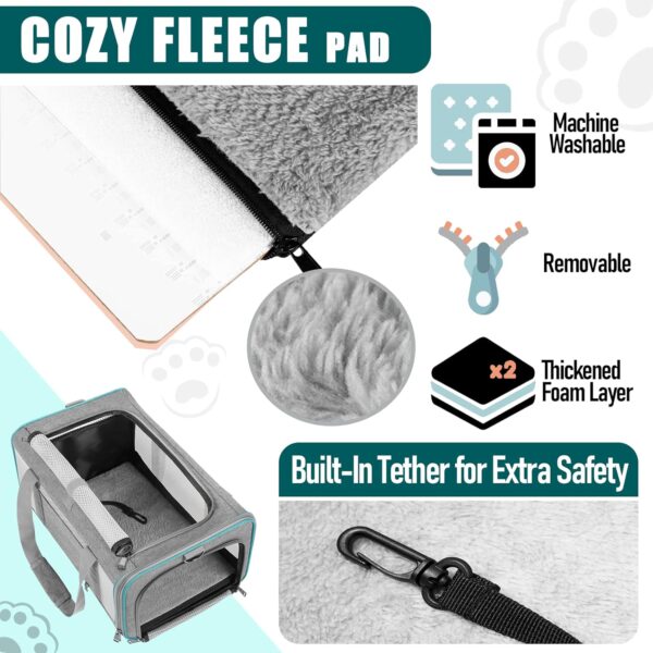 71lolxCqoGL._AC_SL1500 Pet Carrier for Large Cats 20 lbs+ / Soft Sided Small Dog Travel Carrier Top Load/Collapsible Carrier Bag for Big Cat / 2 Kittens Sturdy Transport Carrier Long Trips/Medium Cats 15 pounds