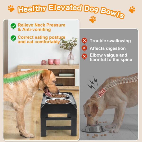 71mFnQE5-XL._AC_SL1500 Elevated Dog Bowls, 4 Height Adjustable Raised Dog Bowl Stand with 2 Thick 50oz Stainless Steel Dog Food Bowls Non-Slip Dog Feeder for Large Medium Dogs Adjusts to 3.7″, 9.2″, 10.75″, 12.36″ Black