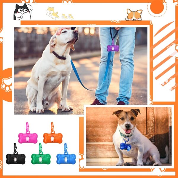20 Pack Bone Shaped Poop Waste Bag Dispenser Dog Poop Waste Bag Holder Container with Clip Design Leakproof Dog Pet Waste Disposal Bags Doggy Cats Waste Bags for Outdoor Pet Supplies, 5 Colors