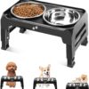 71pXY1ra6ZL._AC_SL1500 Elevated Dog Bowls, 4 Height Adjustable Raised Dog Bowl Stand with 2 Thick 50oz Stainless Steel Dog Food Bowls Non-Slip Dog Feeder for Large Medium Dogs Adjusts to 3.7″, 9.2″, 10.75″, 12.36″ Black