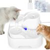 Cat Water Fountain,Pet Drinking Fountain for Multiple Pet,Ultra Silent Cat Water Bowl 2.8L/94oz,for Small Medium Cat Kitty,with LED Light,7Pcs Activated Carbon Filter