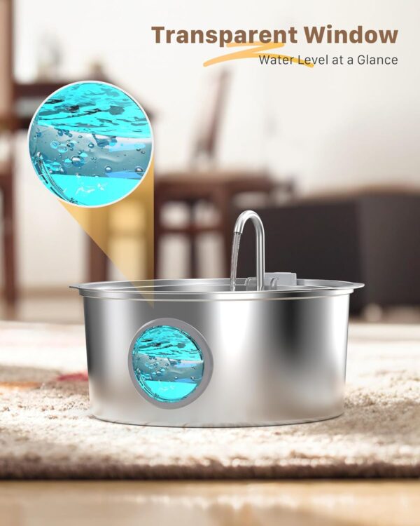 Dog Water Fountain for Large Dogs: 1.8Gal/7L Stainless Steel Pet Drink Dispenser – Automatic Filtered Puppy Metal Bowl – Quiet Animal Watering Machine Indoor – Auto Big Cat&Kitty Waterer Fountains