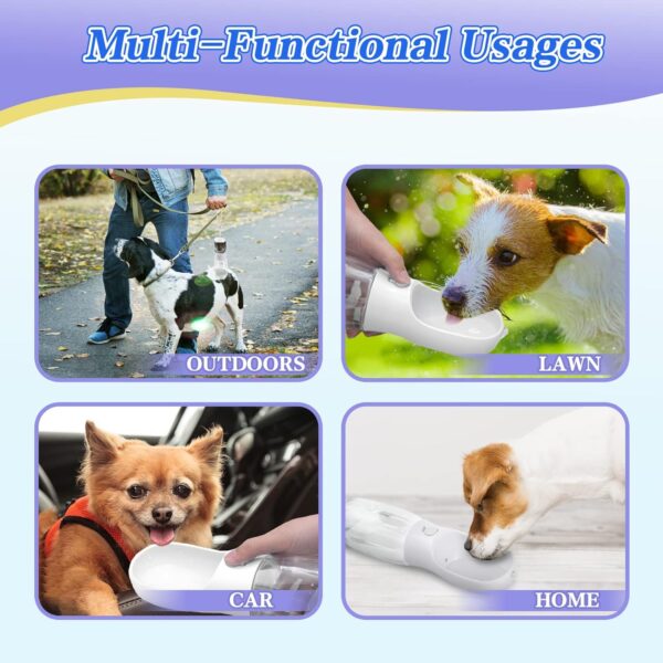 71sbEs0VspL._AC_SL1500_fa29eb24-6092-4c2f-abea-a2286207d2c6 Dog Water Bottle with Food Container, Leak Proof Portable Dog Water Bowl, Drinking Feeder & Dish Bowl, Unique Dog Travel Accessories for Yorkie Chihuahua Walking, Hiking (19oz White)