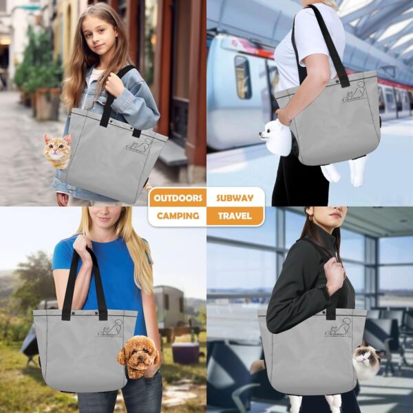 Carrying Bag for Cats Portable Pet Soft Side Tote Bag Foldable Travel Pet Shoulder Bag Adjustable Hole Pet Carrying Bag Sturdy Lightweight Wearable Solid Color Pet Shopping Bag