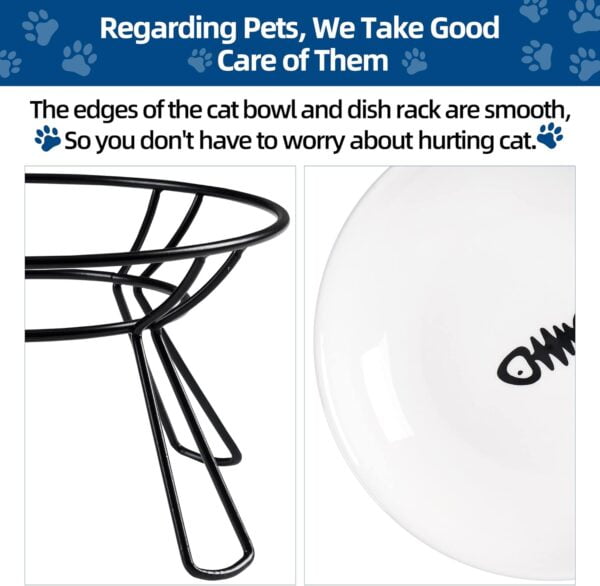 71u8Ck21lXL._AC_SL1500 Cat Bowls, Elevated Cat Bowl, Raised Ceramic Cat Dish with Metal Stand, Pet Water or Food Feeding Station for Indoor Cats, Kitten, Puppies and Small Dogs(2 Pack)