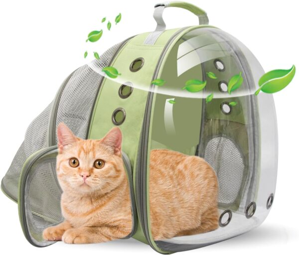 Cat Backpack/Cat Backpack Bubble Expandable Foldable Breathable for Small Medium Dogs Cats, Space Capsule Bubble Window Pet Carrier Backpack for Hiking, Travelling (Yellow)