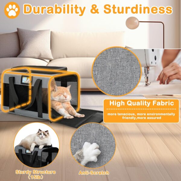 81-3igdg_ZL._AC_SL1500 Cat Carrier, Cat Carrier Soft with Foldable Bowl, Pet Carrier Cat Carrier Hard Fits 15 lbs Medium Big Cats and Puppy, Dog Carriers for Small Dogs, Airline Approved Cat Travel Bag Grey