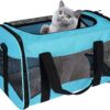 Cat Carrying Case Pet Dog Carrier Soft-Sided Cat Bag Airline Approved, Pet Travel Carrier Up to 15 Lbs, Collapsible Cat Carrier Dog Carrier for Medium Cats Small Cats Dogs(17x11x11 green)