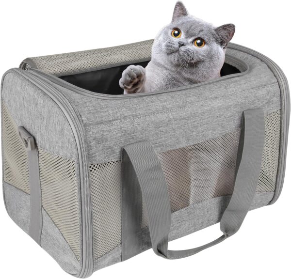 Cat Carrying Case Pet Dog Carrier Soft-Sided Cat Bag Airline Approved, Pet Travel Carrier Up to 15 Lbs, Collapsible Cat Carrier Dog Carrier for Medium Cats Small Cats Dogs(17x11x11 green)
