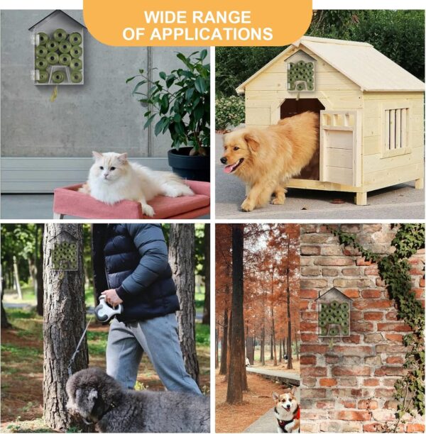 81A0oWaQ5_L._AC_SL1500 Dog Poop Bag Dispenser, Wall Mount Waterproof Outdoor or Indoor Cat Bag Dispenser Holder, Clear Acrylic Pet Waste Bag Storage Container Station for Home, Yard, Porch, Lawn, Fence (Frame House)