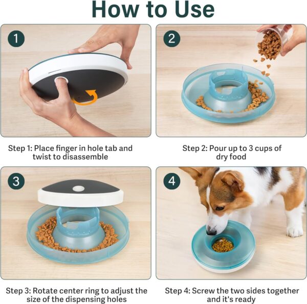81Lvk94EGxL._AC_SL1500 PrimePets Pet Slow Feeder Bowls, Interactive Wobble Dog Food Dispenser, Treat Dispenser Toy, Pet Food Bowl for Dogs Cats Up to 3 Cups for Small, Medium and Large Dog