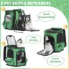 Cat Carrier Backpack, Expandable Pet Dog Backpack Carrier with Breathable Mesh for Small Medium Cat Dog Under 20LBS, Foldable Puppy Kitten Backpack Carrier for Hiking Travel Camping, Green
