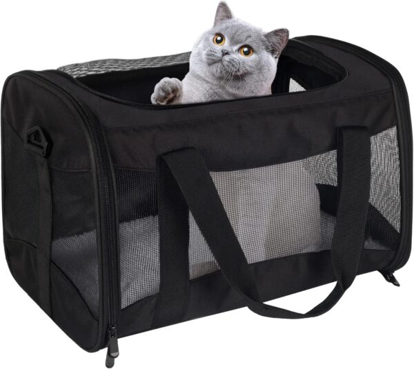 Cat Carrying Case Pet Dog Carrier Soft-Sided Cat Bag Airline Approved, Pet Travel Carrier Up to 15 Lbs, Collapsible Cat Carrier Dog Carrier for Medium Cats Small Cats Dogs(17x11x11 green)