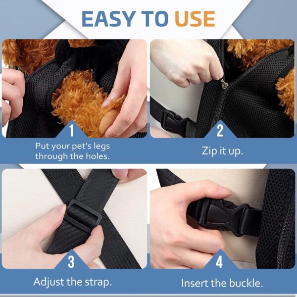 81VjL5N3HLL._AC_SL1500 Pet Dog Carrier Backpack Adjustable Dog Front Carrier, Legs Out Easy-Fit Dog Travel Backpack Carrier for Hiking Camping for Small Medium Dogs Cats and Rabbits (Medium (Pack of 1), A-Black)