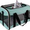 Cat Carrying Case Pet Dog Carrier Soft-Sided Cat Bag Airline Approved, Pet Travel Carrier Up to 15 Lbs, Collapsible Cat Carrier Dog Carrier for Medium Cats Small Cats Dogs(17x11x11 green)