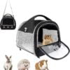 81kESeILi4L._AC_SL1500 Small Pet Carrier Bag with Mat Guinea Pig Travel Carrier with Strap Portable Breathable Rabbit Carrier Outdoor Pet Bag for Ferret Bunny Hedgehog Guinea Pig