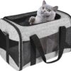 Cat Carrying Case Pet Dog Carrier Soft-Sided Cat Bag Airline Approved, Pet Travel Carrier Up to 15 Lbs, Collapsible Cat Carrier Dog Carrier for Medium Cats Small Cats Dogs(17x11x11 green)
