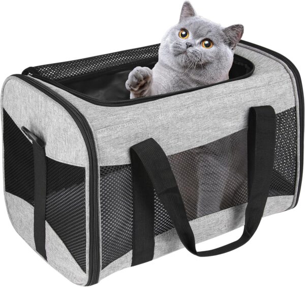 Cat Carrying Case Pet Dog Carrier Soft-Sided Cat Bag Airline Approved, Pet Travel Carrier Up to 15 Lbs, Collapsible Cat Carrier Dog Carrier for Medium Cats Small Cats Dogs(17x11x11 green)