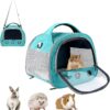 81lIijkrjlL._AC_SL1500 Small Pet Carrier Bag with Mat Guinea Pig Travel Carrier with Strap Portable Breathable Rabbit Carrier Outdoor Pet Bag for Ferret Bunny Hedgehog Guinea Pig