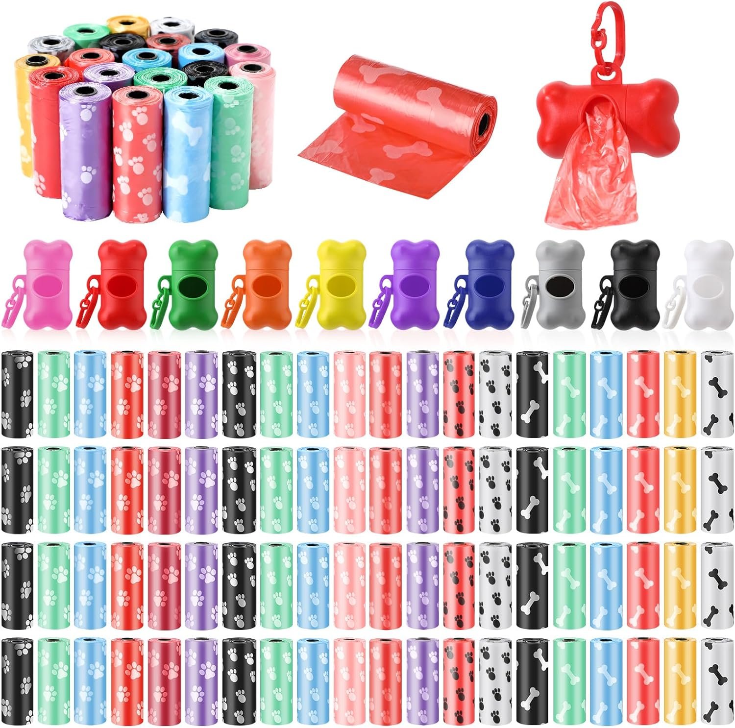 1270 Pcs Pet Supplies Include 1260 Dog Pet Waste Bags and 10 Dispenser, Plastic Leak Proof Dog Bags for Poop Tear Resistant Dog Trash Bags for Puppy Outdoor Walking Travel Supplies, 15 Pcs/Roll