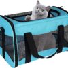 Cat Carrying Case Pet Dog Carrier Soft-Sided Cat Bag Airline Approved, Pet Travel Carrier Up to 15 Lbs, Collapsible Cat Carrier Dog Carrier for Medium Cats Small Cats Dogs(17x11x11 green)