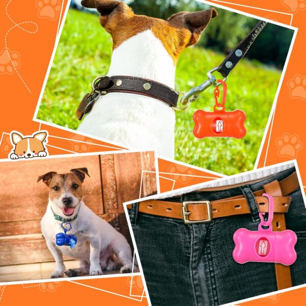 20 Pack Bone Shaped Poop Waste Bag Dispenser Dog Poop Waste Bag Holder Container with Clip Design Leakproof Dog Pet Waste Disposal Bags Doggy Cats Waste Bags for Outdoor Pet Supplies, 5 Colors