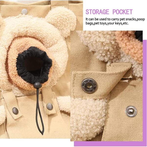 81t5NEHSZBL._AC_SL1500 Cat Carrier Bag Canvas Shoulder Bag for Small Pets, Cute Bear-Shaped Small Dog Carrier Sling,Portable Puppy Carrying Bag, Soft Pouch Tote Bag for Rabbit Kitten Small Animal Supplies