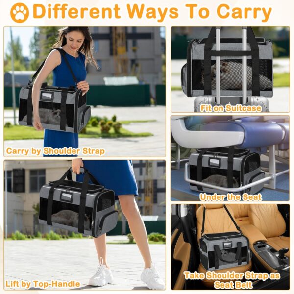 81tB2DbQWeL._AC_SL1500 Cat Carrier, Cat Carrier Soft with Foldable Bowl, Pet Carrier Cat Carrier Hard Fits 15 lbs Medium Big Cats and Puppy, Dog Carriers for Small Dogs, Airline Approved Cat Travel Bag Grey