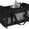 Cat Carrying Case Pet Dog Carrier Soft-Sided Cat Bag Airline Approved, Pet Travel Carrier Up to 15 Lbs, Collapsible Cat Carrier Dog Carrier for Medium Cats Small Cats Dogs(17x11x11 green)