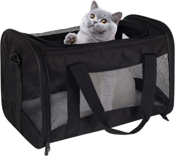 Cat Carrying Case Pet Dog Carrier Soft-Sided Cat Bag Airline Approved, Pet Travel Carrier Up to 15 Lbs, Collapsible Cat Carrier Dog Carrier for Medium Cats Small Cats Dogs(17x11x11 green)