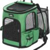 Cat Carrier Backpack, Expandable Pet Dog Backpack Carrier with Breathable Mesh for Small Medium Cat Dog Under 20LBS, Foldable Puppy Kitten Backpack Carrier for Hiking Travel Camping, Green