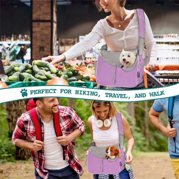 91DszvHKFYL._AC_SL1500 PetAmi Small Dog Sling Carrier, Soft-Sided Crossbody Puppy Carrying Purse Bag, Adjustable Sling Pet Pouch to Wear Medium Dog Cat Travel, Dog Bag for Traveling, Breathable, Poop Bag Dispenser, Purple