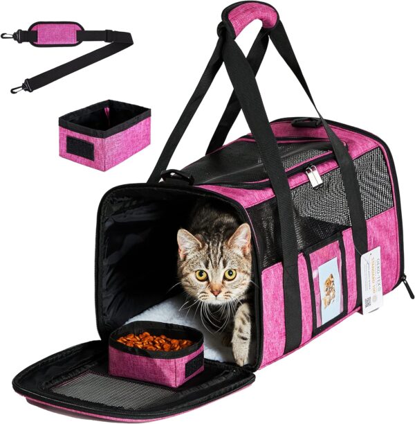 91G2FGX6wAL._AC_SL1500 Pet Carrier Airline/TSA Approved Small Dogs, Kitten, Carriers for Small Medium Cats Under 15lb, Collapsible Soft Sided Cat Travel Carrier-Grey